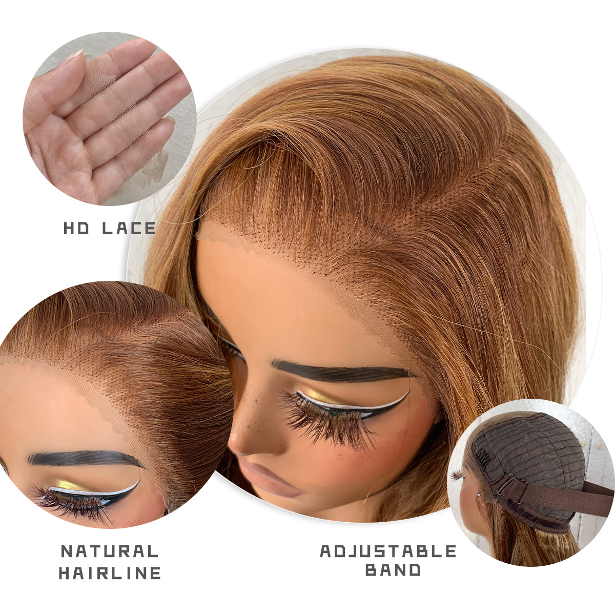 LOVSOUL Honey Blonde Highlight Glueless Wear And Go Synthetic 13x6 Layered Voluminous Long Body Wave HD Lace Frontal Wig Pre-Plucked Pre-Cut For Black Women 4/27 Sunkissed Highlight 32inch