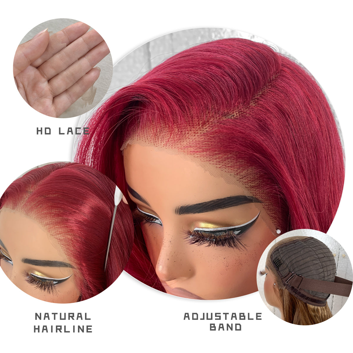 LOVSOUL Burgundy 99j Glueless Wear And Go Synthetic 13x6 Layered Voluminous Long Body Wave HD Lace Frontal Wig Pre-Plucked No Glue Cosplay For Black Women Red 32inch