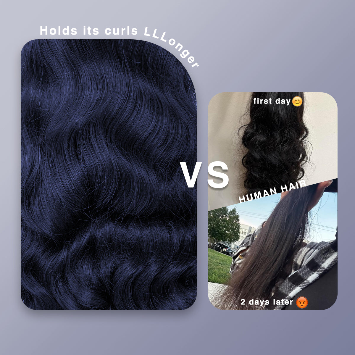 LOVSOUL Dark Blue Glueless Wear And Go HD Lace Frontal Wig Synthetic 13x6 Layered Long Body Wave Lace Front Wig Pre-Plucked No Glue Cosplay For Black Women 32inch