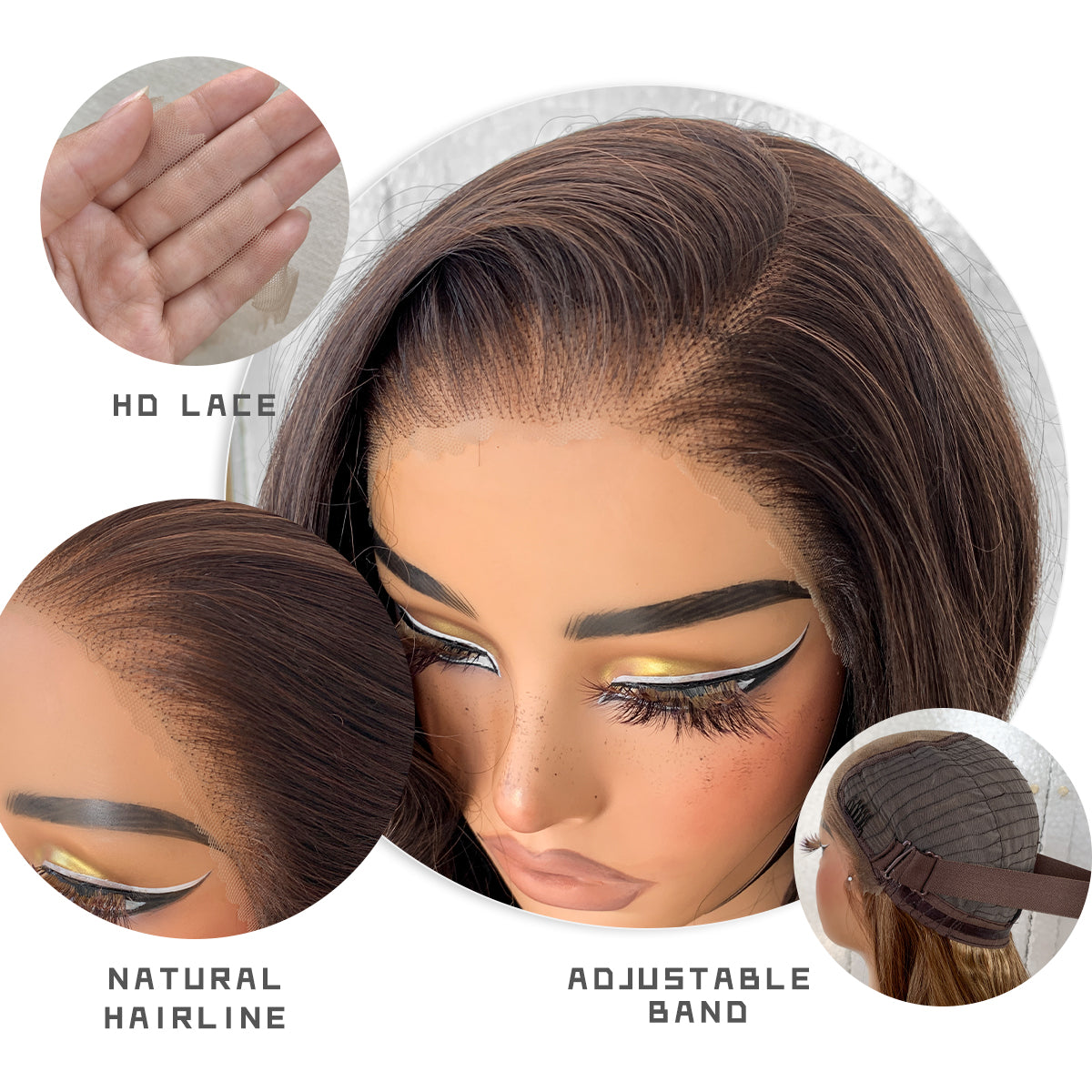 LOVSOUL Dark Brown Glueless Wear And Go HD Lace Synthetic 13x6 Layered Voluminous Long Body Wave Lace Frontal Wig Pre-Plucked No Glue Beginners Friendly 32inch