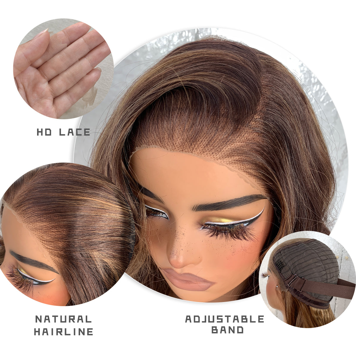 LOVSOUL Ombre Honey Blonde Glueless Wear And Go Synthetic 13x6 Layered Voluminous Long Body Wave HD Lace Frontal Wig Pre-Plucked No Glue For Black Women 4/27 Highlight 32inch