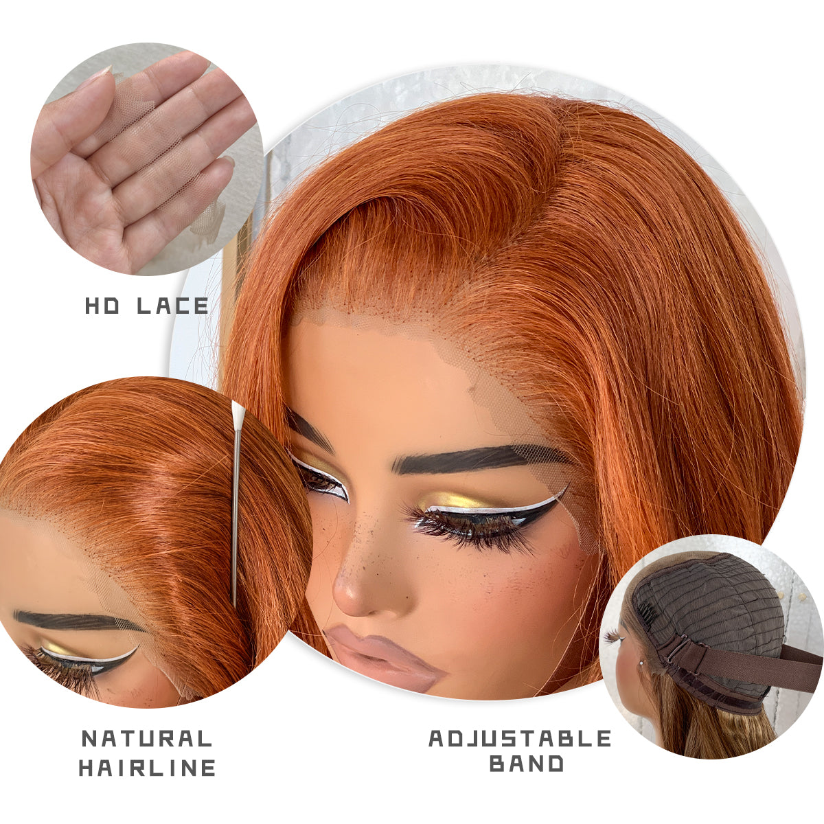 LOVSOUL Glueless Ginger Orange Wig Pre-Plucked Pre-Cut Wear And Go Synthetic 13x6 Layered Long Body Wave HD Lace Frontal Wig Beginners Friendly 32inch