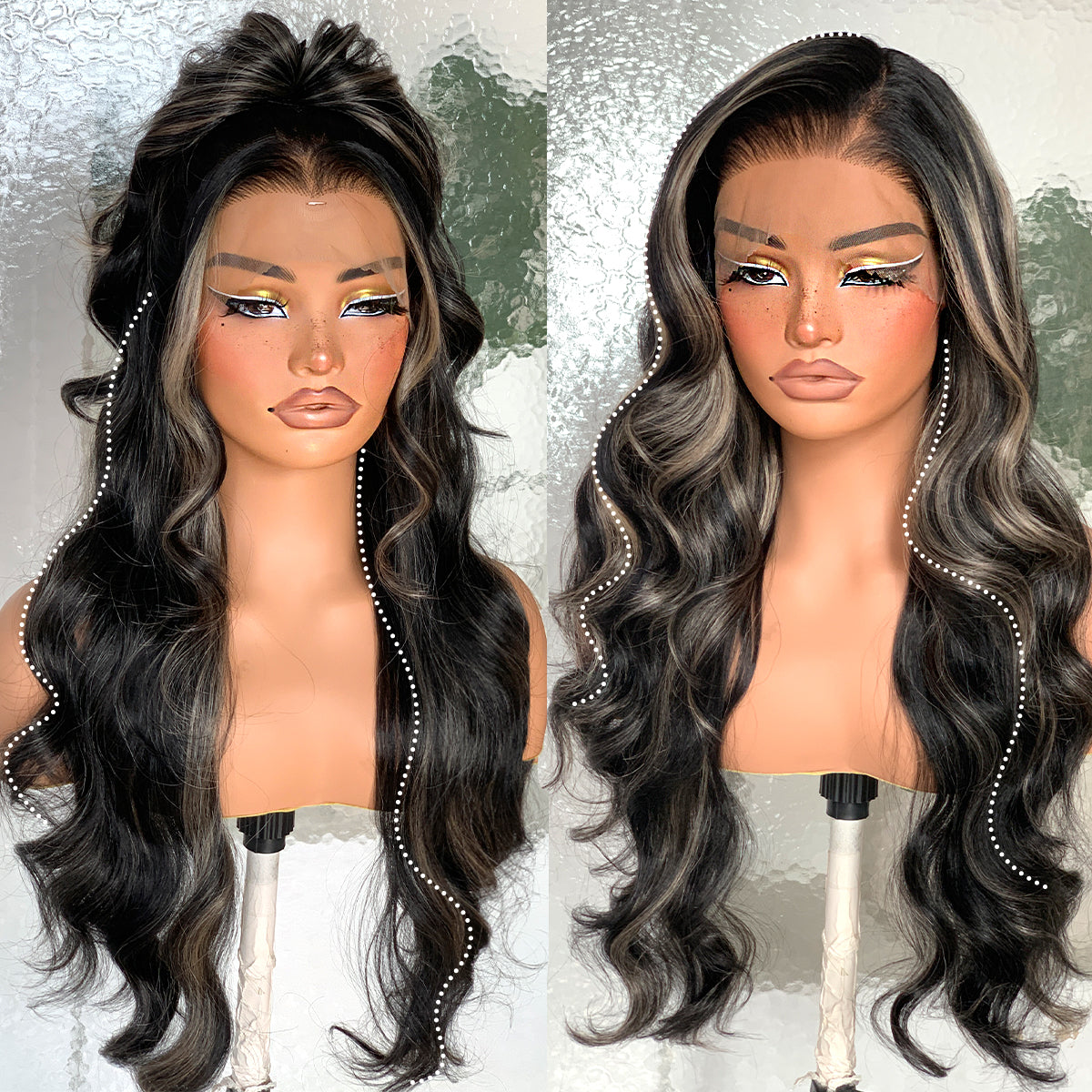 LOVSOUL 1B/27 Highlight 13x6 HD Body Wave Lace Frontal Wigs 26inch Pre-Plucked, Balayage Ombre Synthetic Lace Front Wig 200 Density, #1B/27 Colored For Black Women