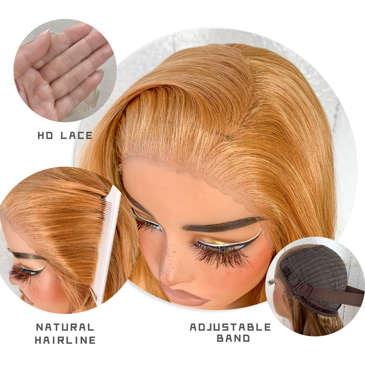 LOVSOUL Honey Blonde Glueless Wear And Go Synthetic 13x6 Layered Voluminous Long Body Wave HD Lace Frontal Wig Pre-Plucked No Glue Beginners Friendly #27 32inch
