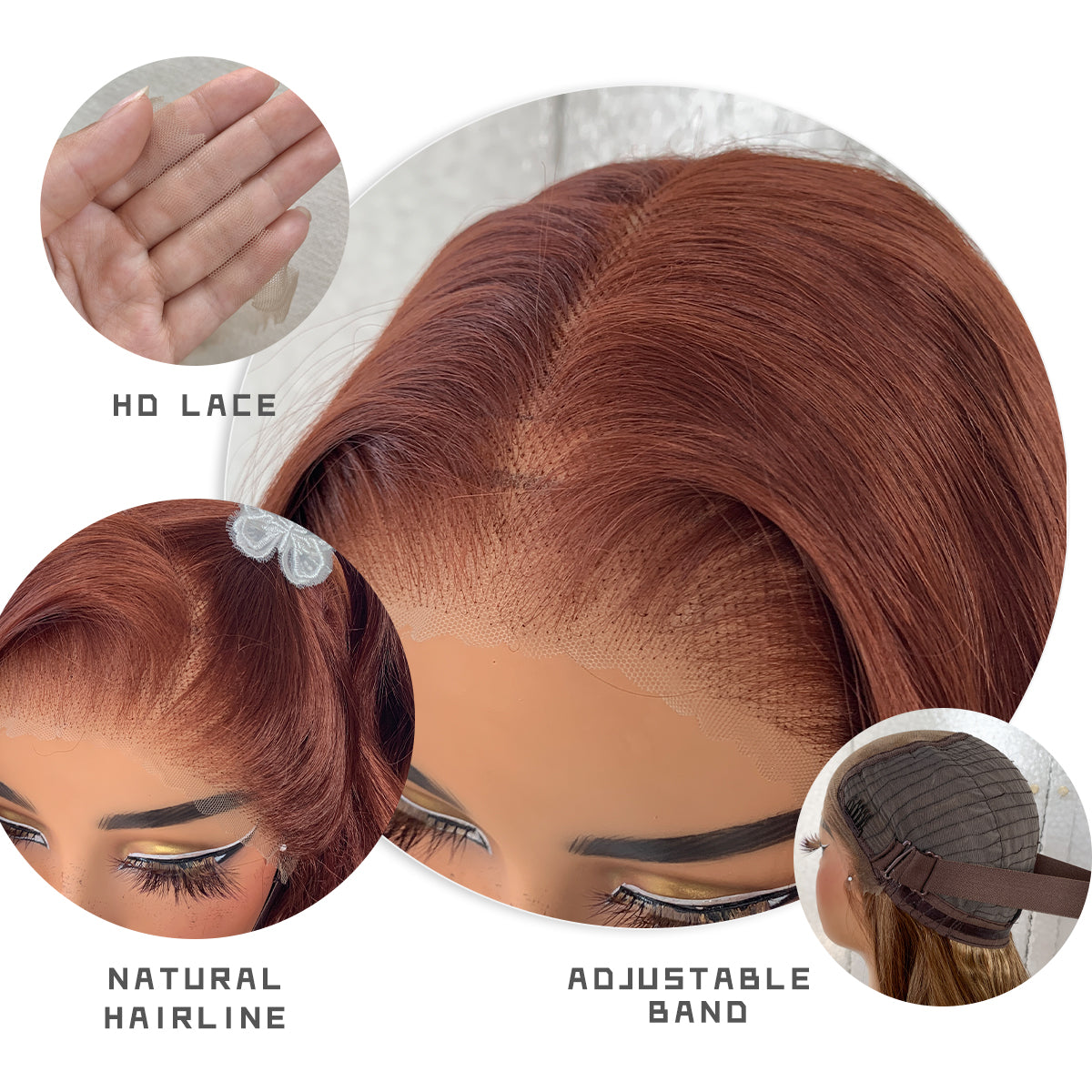 LOVSOUL Reddish Brown Glueless Wear And Go Synthetic 13x6 Layered Voluminous Long Body Wave HD Lace Frontal Wig Pre-Plucked No Glue Beginners Friendly 32inch