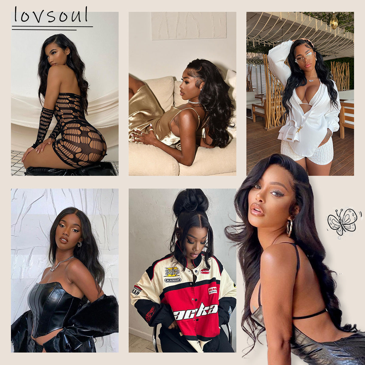 LOVSOUL 13x6 HD Glueless Lace Frontal Wigs Pre-Plucked, 200 Density Natural Black Similar Human Hair Synthetic Long Body Wave Lace Front Wig Ready to Wear, 26inch #1B